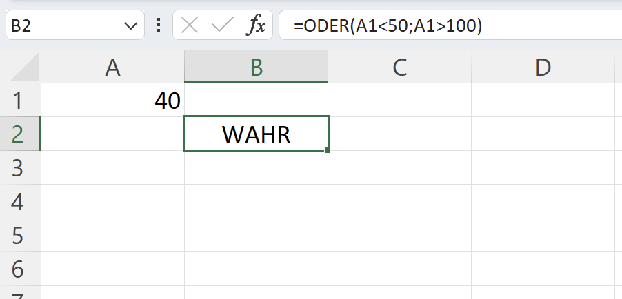 ODER Formel in Excel