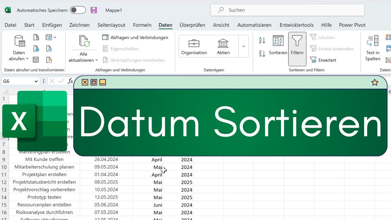 Wie du in Excel Zeilen nach Datum sortieren kannst