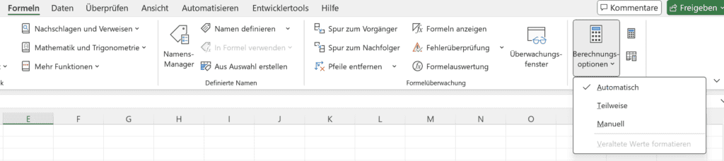 Excel F9 Taste